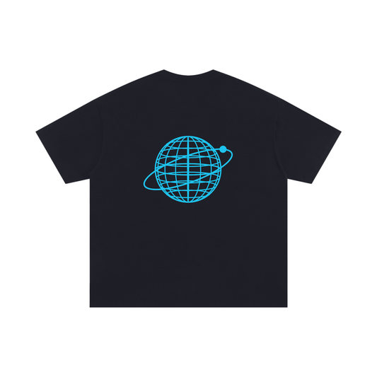 Orbital — Oversized Wireframe Globe Cotton T-Shirt (250 GMS)