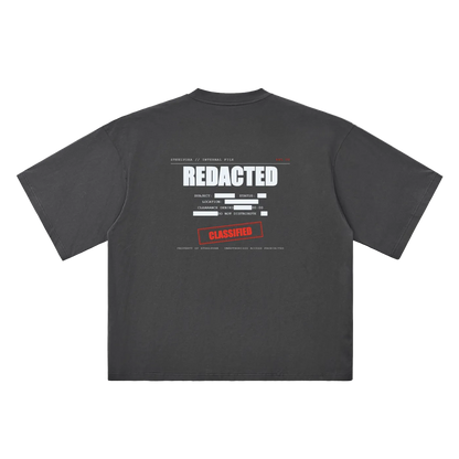 Redacted — Oversized Drop Shoulder Tee | Classified File Graphic Streetwear T-Shirt (250 GMS)