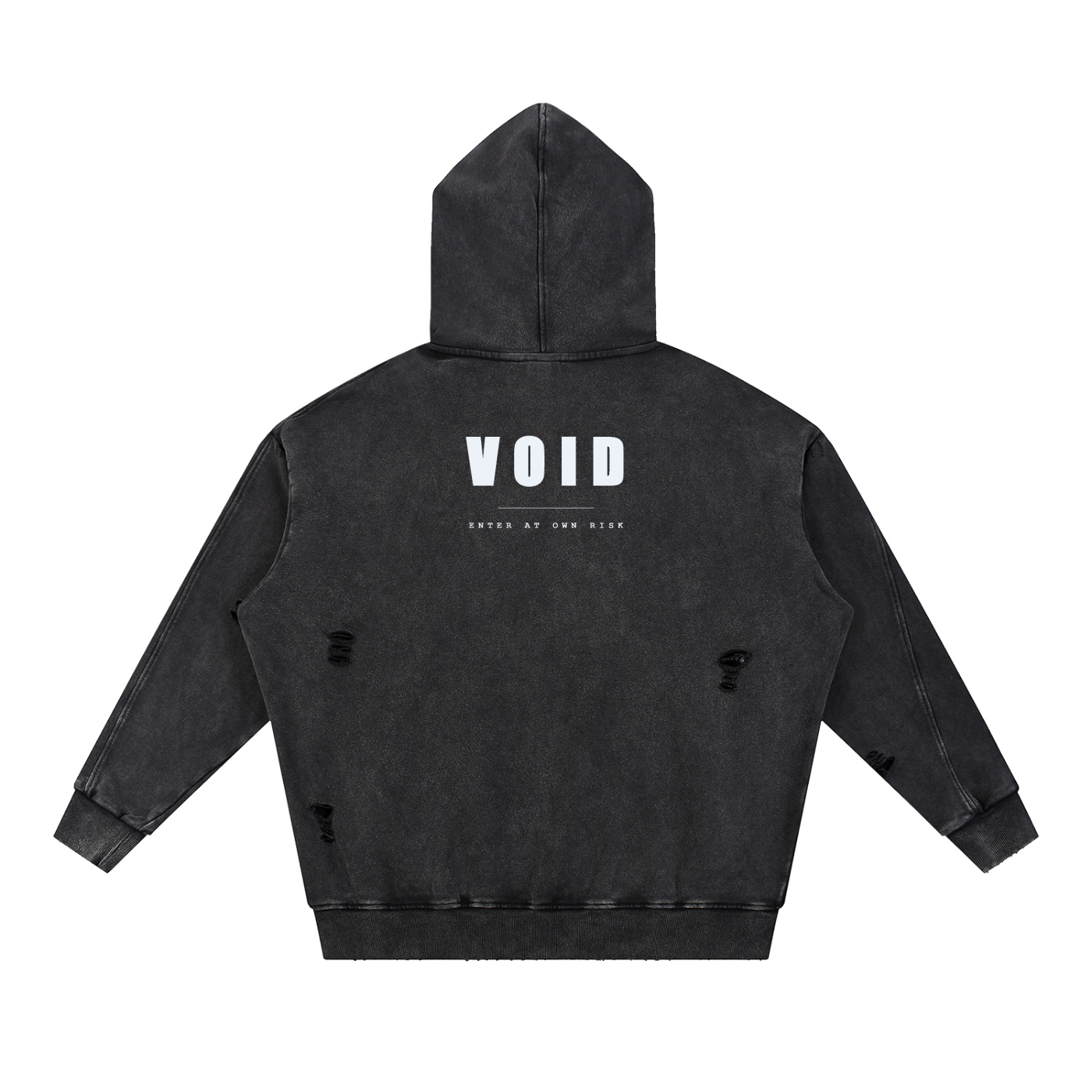 Void —  Snow Washed Distressed Panel Pocket Hoodie (420 GMS)