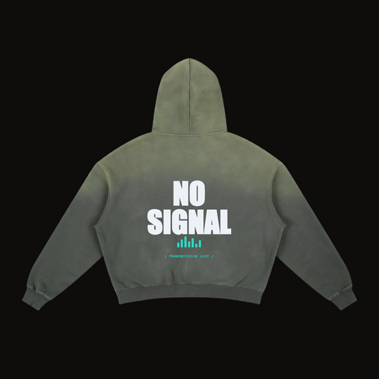 No Signal — Frayed Sunfade Boxy Fleece Hoodie (400 GMS)