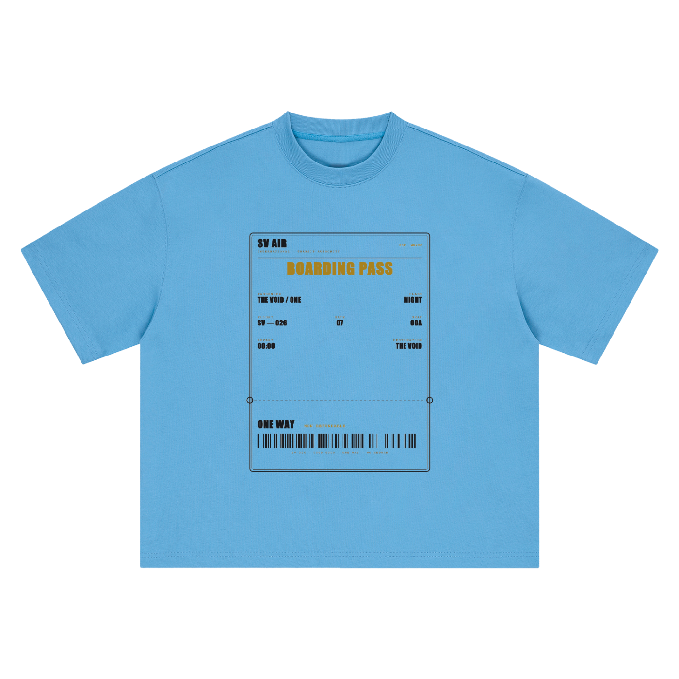 Boarding Pass — Boxy Oversized Tee | SV Air Ticket-Stub Graphic Streetwear T-Shirt (400 GMS)