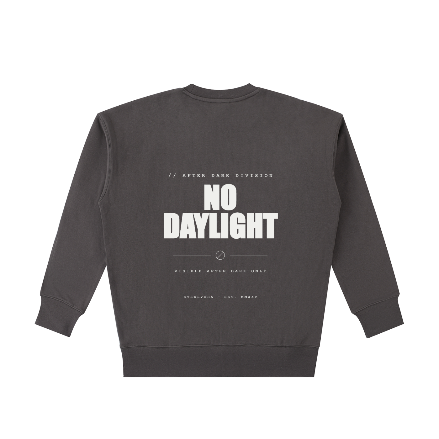 STEELVORA No Daylight — Essential Heavyweight Cotton Sweatshirt | Minimal Late-Night Streetwear Crewneck