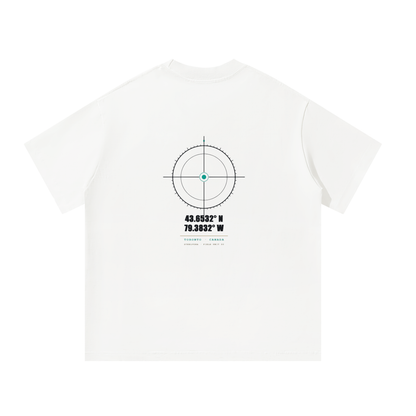 Coordinates — Oversized Cotton Tee | Toronto Locator Crosshair Graphic Streetwear T-Shirt (300 GMS)