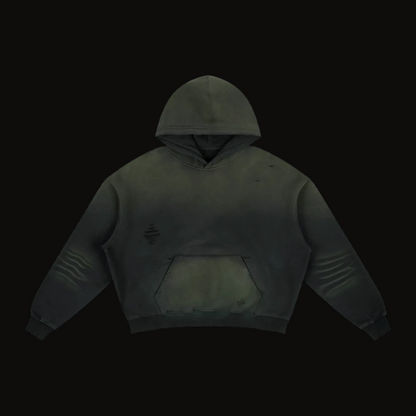 No Signal — Frayed Sunfade Boxy Fleece Hoodie (400 GMS)