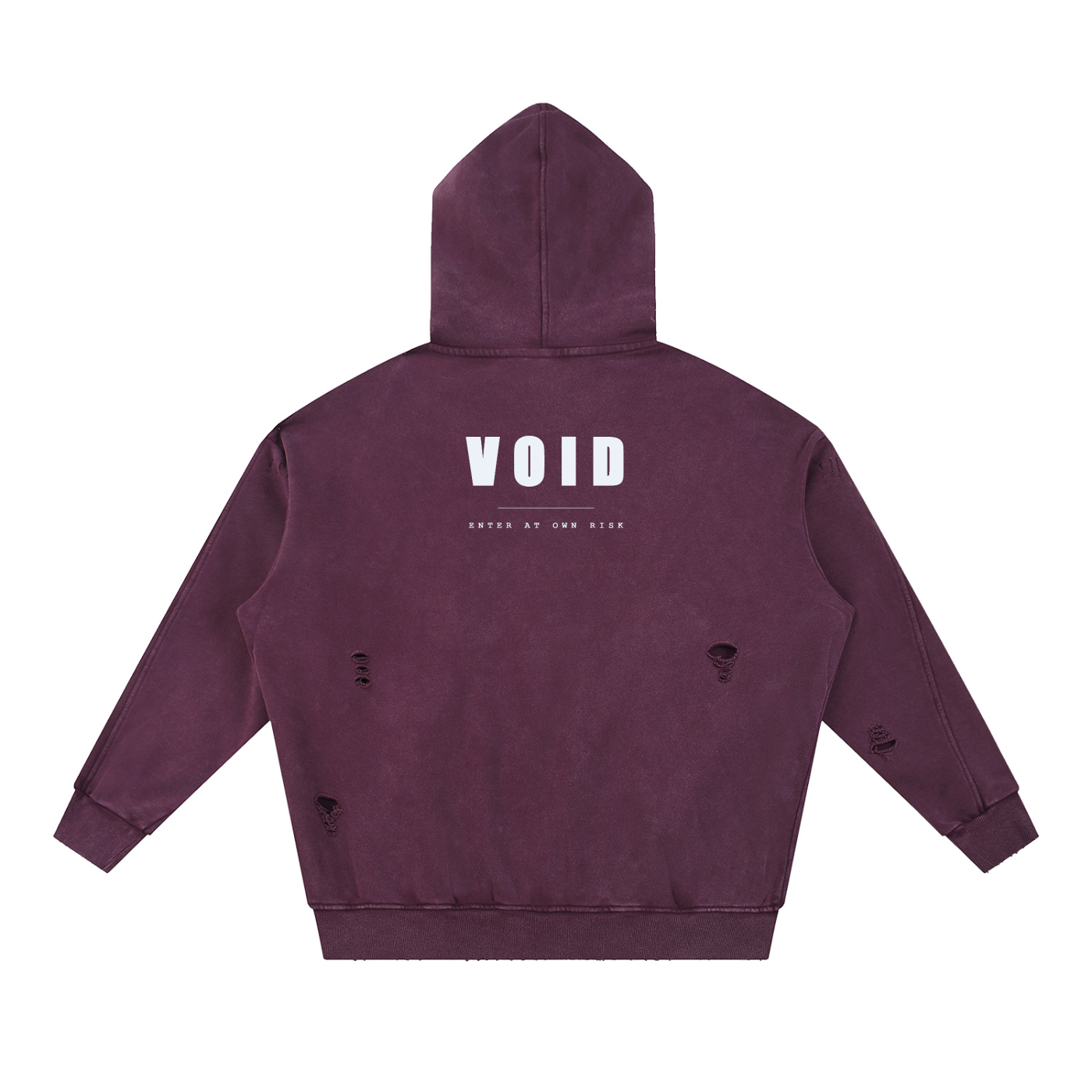 Void —  Snow Washed Distressed Panel Pocket Hoodie (420 GMS)