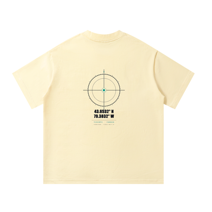 Coordinates — Oversized Cotton Tee | Toronto Locator Crosshair Graphic Streetwear T-Shirt (300 GMS)
