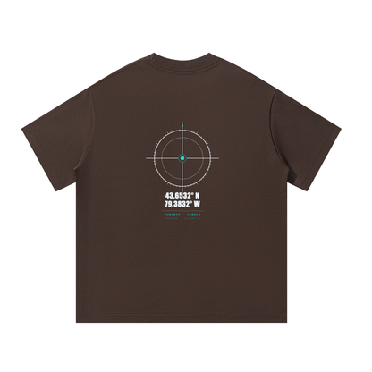 Coordinates — Oversized Cotton Tee | Toronto Locator Crosshair Graphic Streetwear T-Shirt (300 GMS)