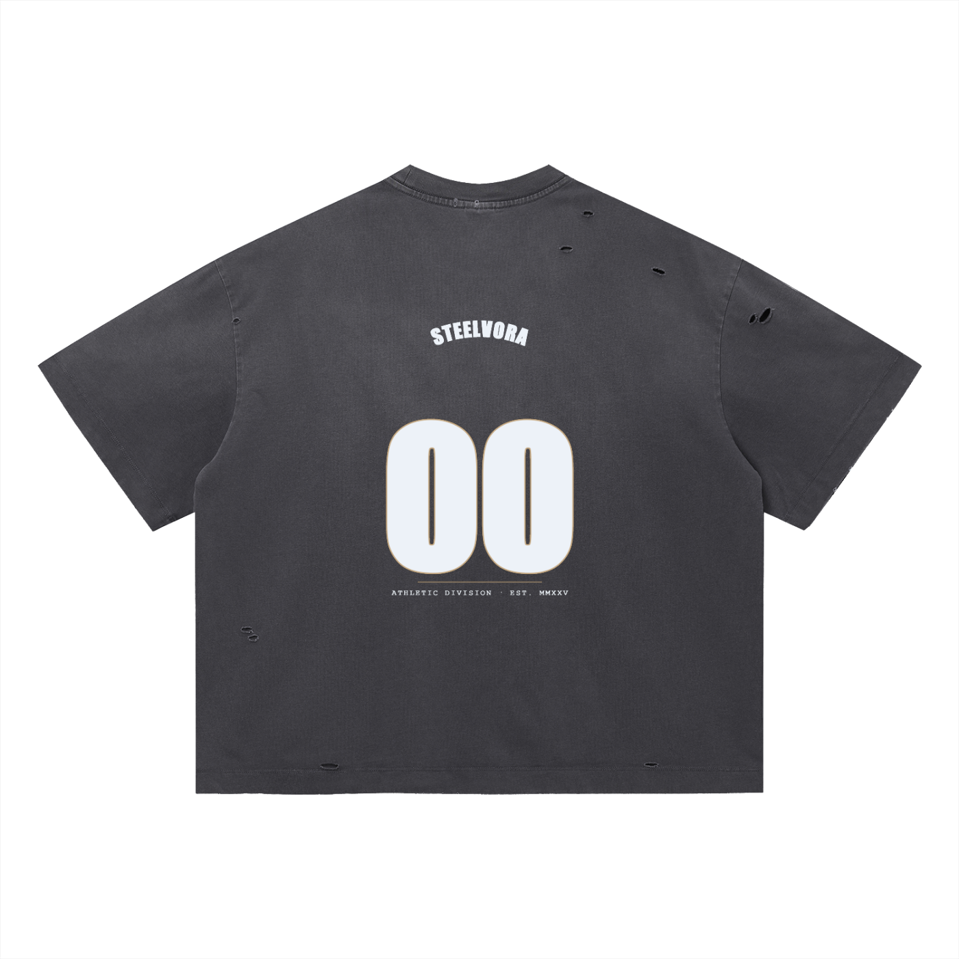00 — Vintage Washed Distressed Boxy Tee | Varsity Jersey Number Streetwear T-Shirt (305 GMS)
