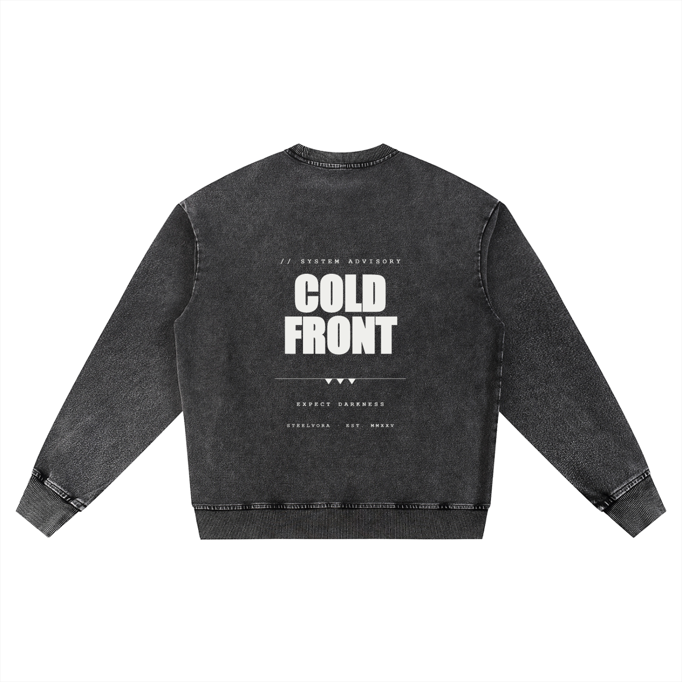 STEELVORA Cold Front — Snow Wash Oversized Crewneck Sweatshirt | Minimal Techwear Streetwear Crewneck