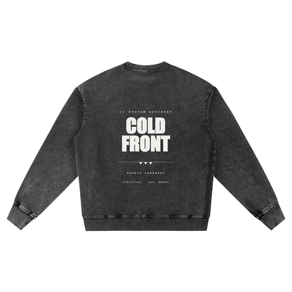 STEELVORA Cold Front — Snow Wash Oversized Crewneck Sweatshirt | Minimal Techwear Streetwear Crewneck