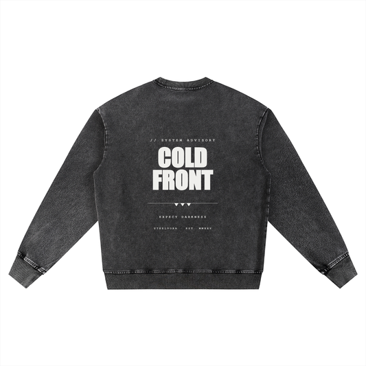 STEELVORA Cold Front — Snow Wash Oversized Crewneck Sweatshirt | Minimal Techwear Streetwear Crewneck