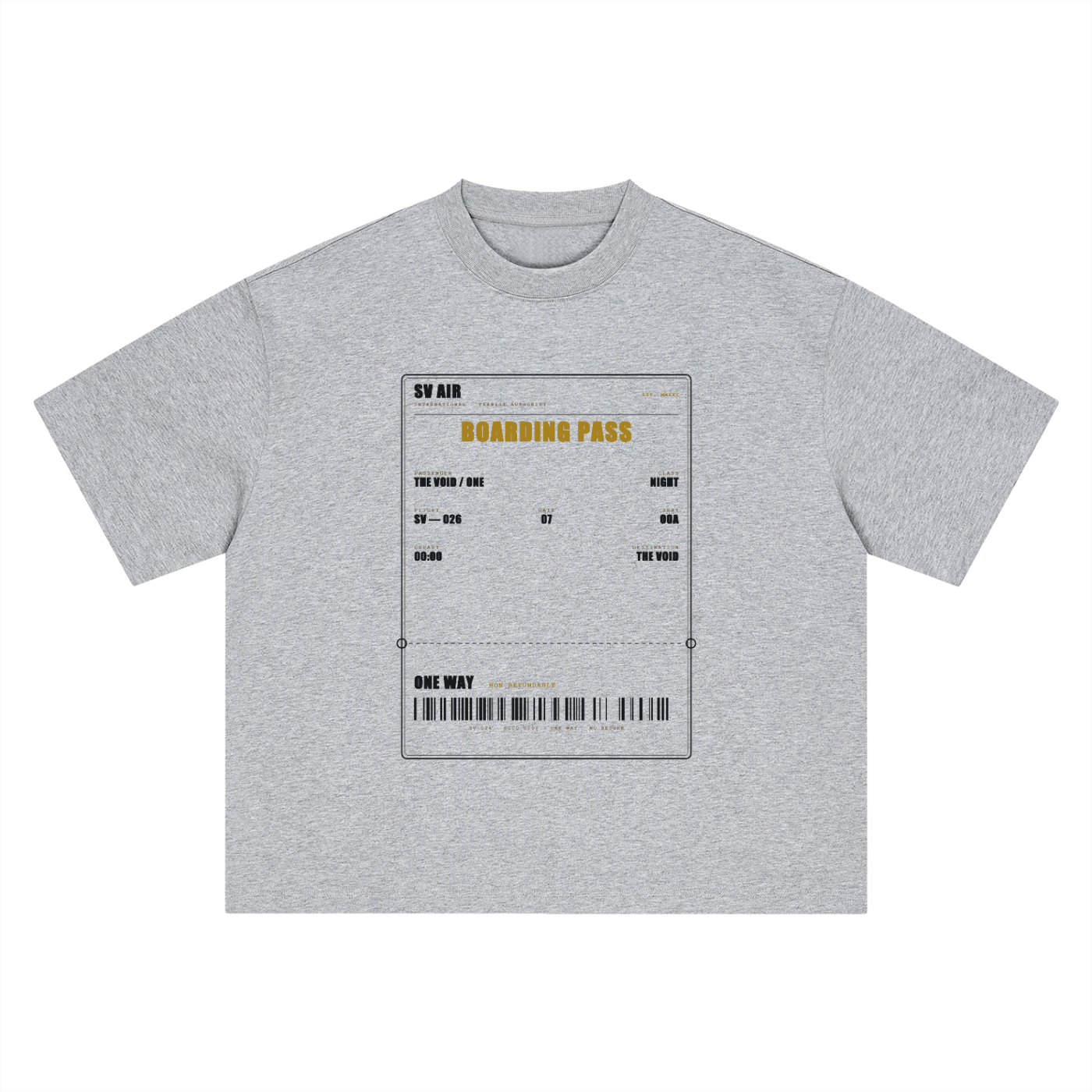 Boarding Pass — Boxy Oversized Tee | SV Air Ticket-Stub Graphic Streetwear T-Shirt (400 GMS)