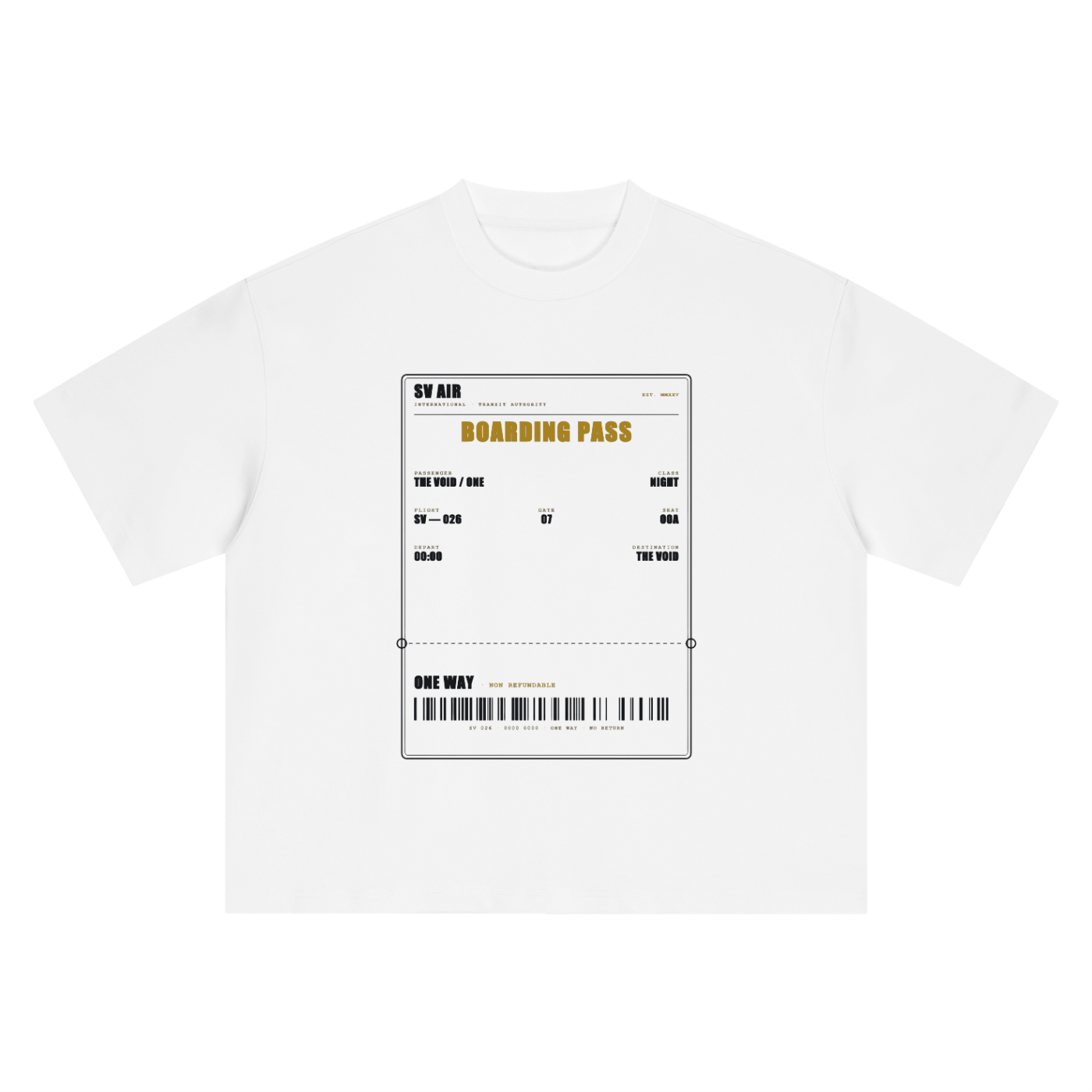 Boarding Pass — Boxy Oversized Tee | SV Air Ticket-Stub Graphic Streetwear T-Shirt (400 GMS)