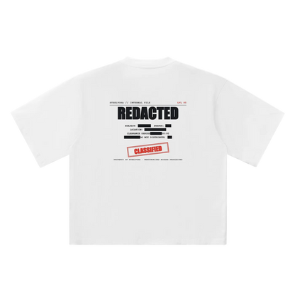 Redacted — Oversized Drop Shoulder Tee | Classified File Graphic Streetwear T-Shirt (250 GMS)