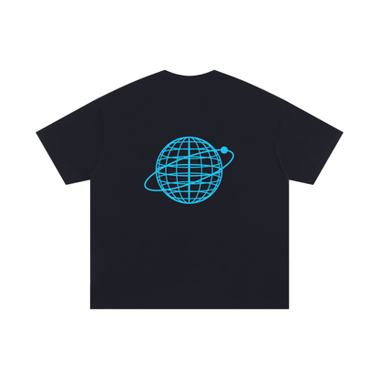Orbital — Oversized Wireframe Globe Cotton T-Shirt (250 GMS)