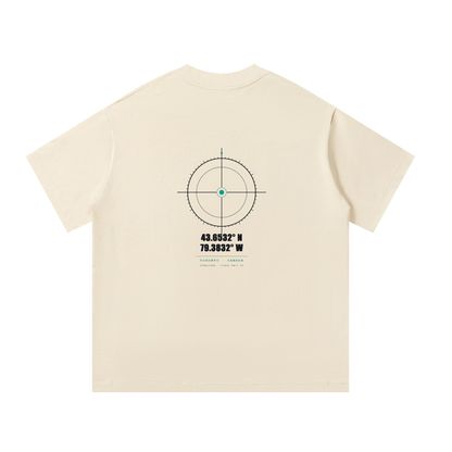 Coordinates — Oversized Cotton Tee | Toronto Locator Crosshair Graphic Streetwear T-Shirt (300 GMS)