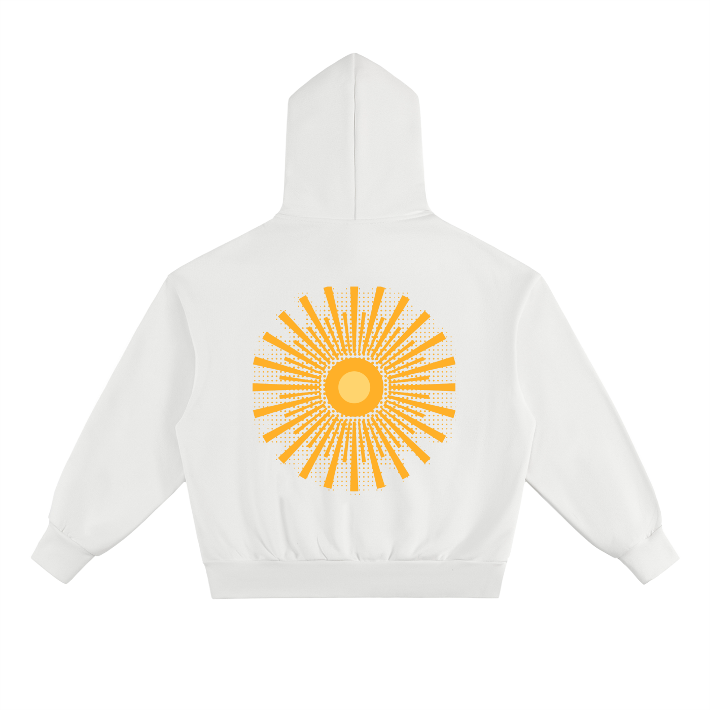 Solar Flare Hoodie — Oversized Heavyweight Streetwear Hoodie with Gold Sunburst Print (500 GMS)