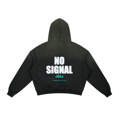 No Signal — Frayed Sunfade Boxy Fleece Hoodie (400 GMS)