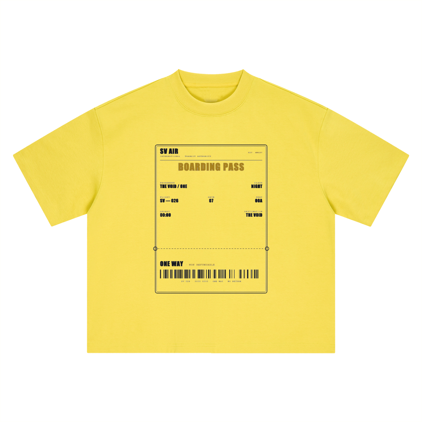 Boarding Pass — Boxy Oversized Tee | SV Air Ticket-Stub Graphic Streetwear T-Shirt (400 GMS)