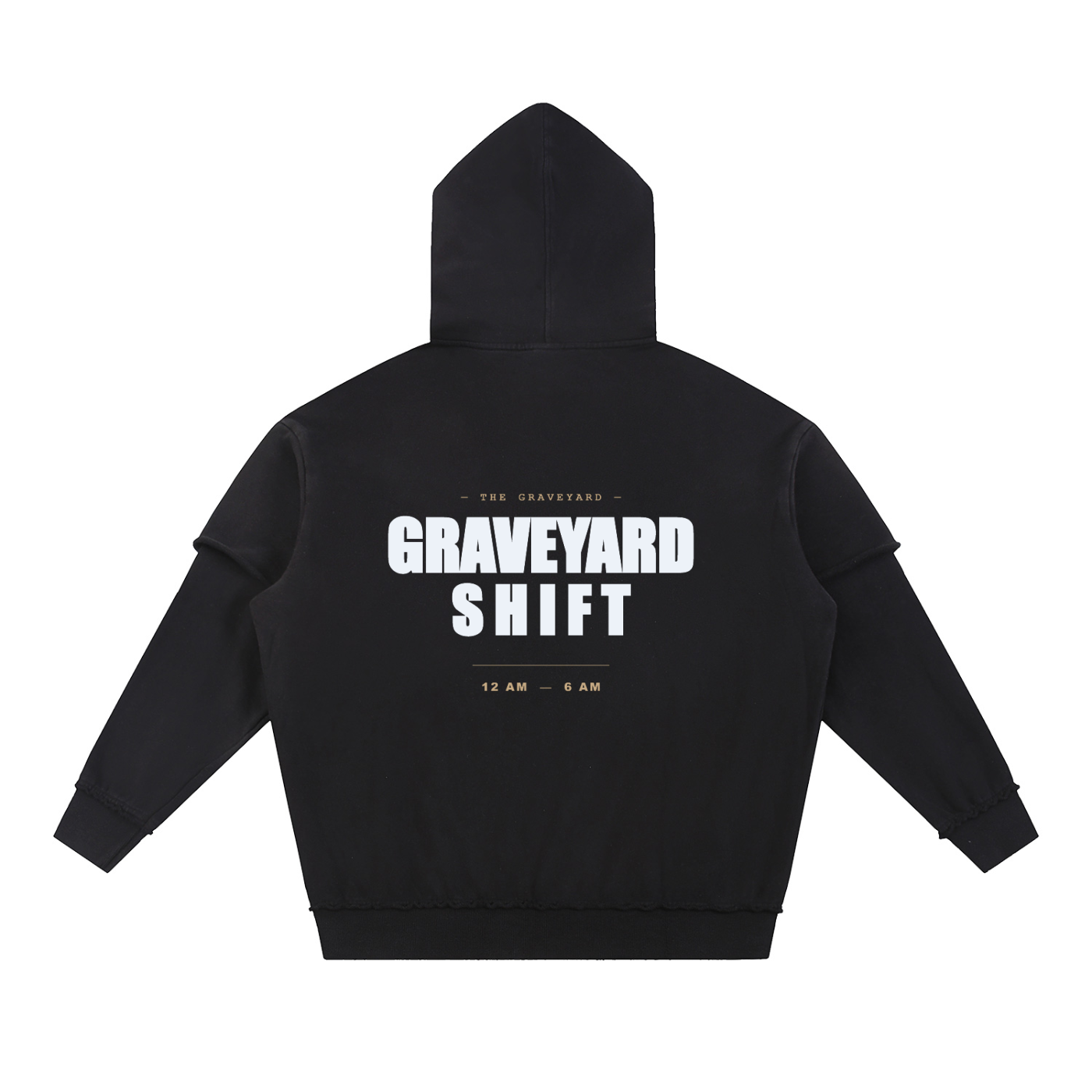 Graveyard Shift —  Snow Washed Raw Edge Double Layered Hoodie