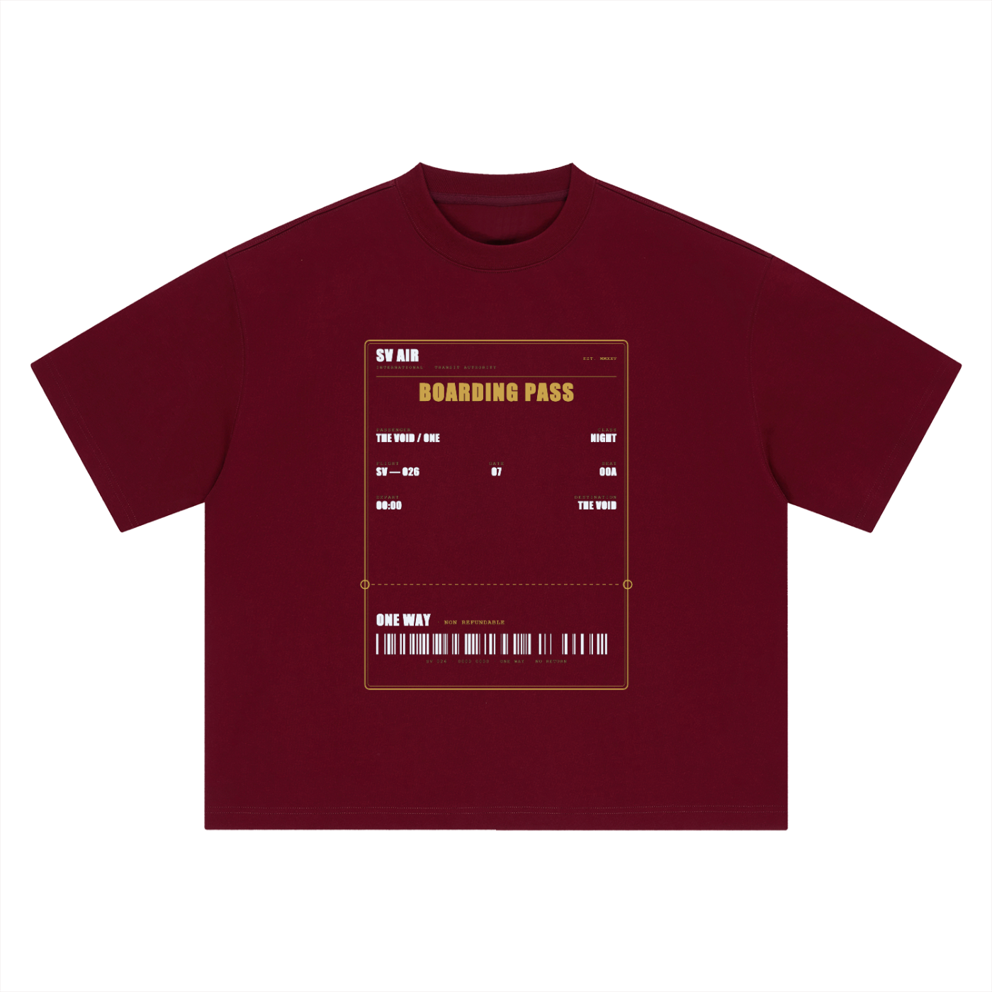 Boarding Pass — Boxy Oversized Tee | SV Air Ticket-Stub Graphic Streetwear T-Shirt (400 GMS)