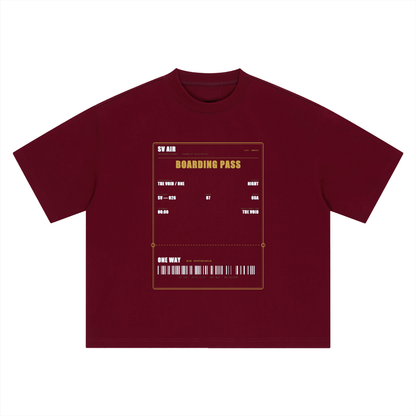 Boarding Pass — Boxy Oversized Tee | SV Air Ticket-Stub Graphic Streetwear T-Shirt (400 GMS)