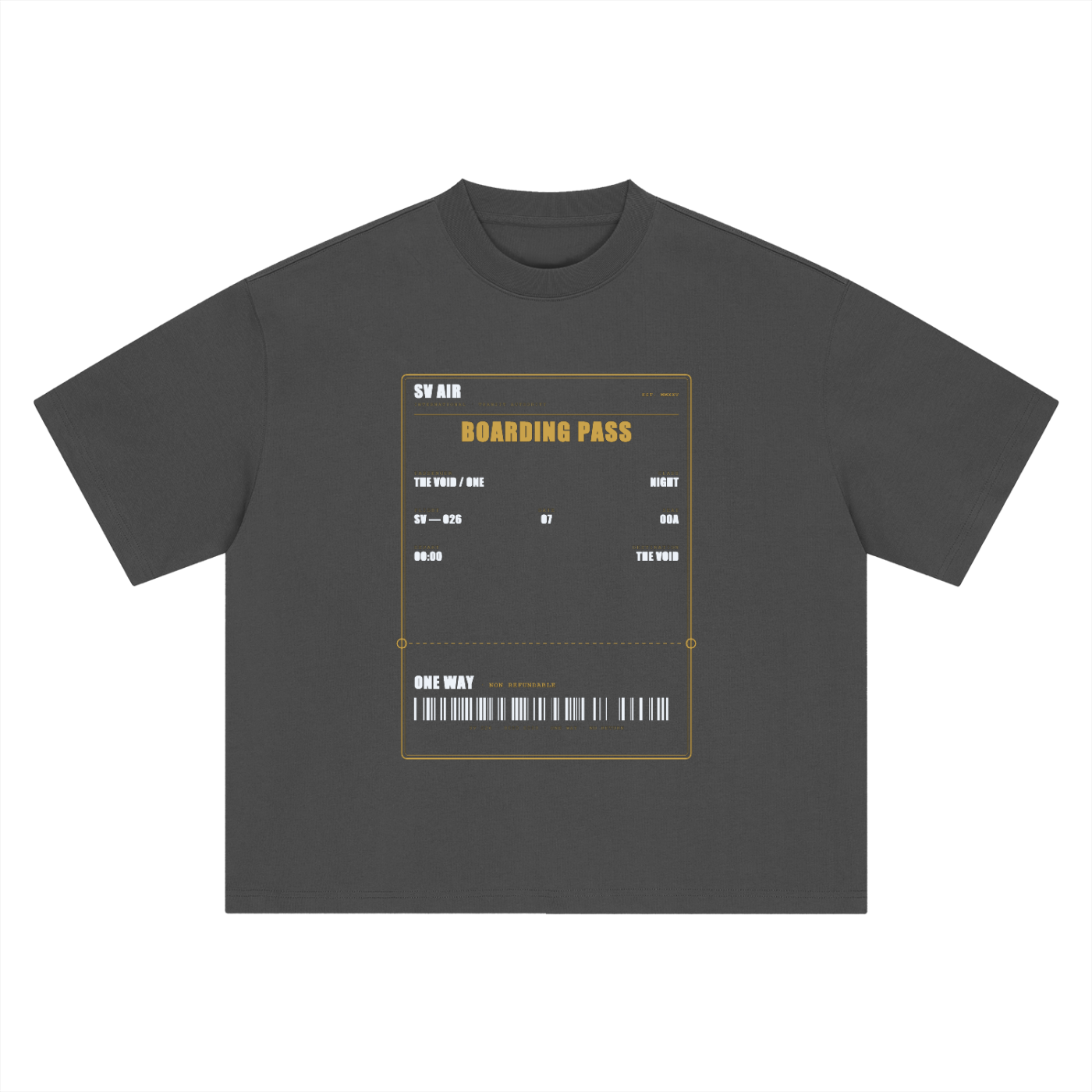Boarding Pass — Boxy Oversized Tee | SV Air Ticket-Stub Graphic Streetwear T-Shirt (400 GMS)