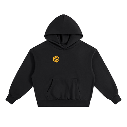 Solar Flare Hoodie — Oversized Heavyweight Streetwear Hoodie with Gold Sunburst Print (500 GMS)