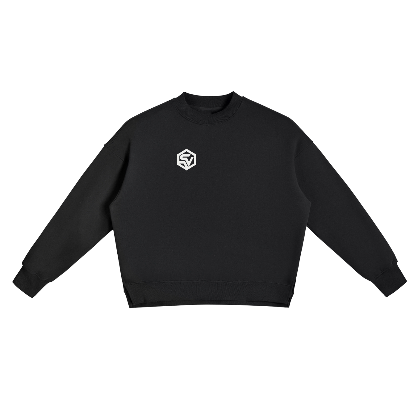 STEELVORA Dark Mode — Fleece Side Slit Crewneck Sweatshirt | Minimal Techwear Streetwear Crewneck