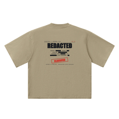 Redacted — Oversized Drop Shoulder Tee | Classified File Graphic Streetwear T-Shirt (250 GMS)