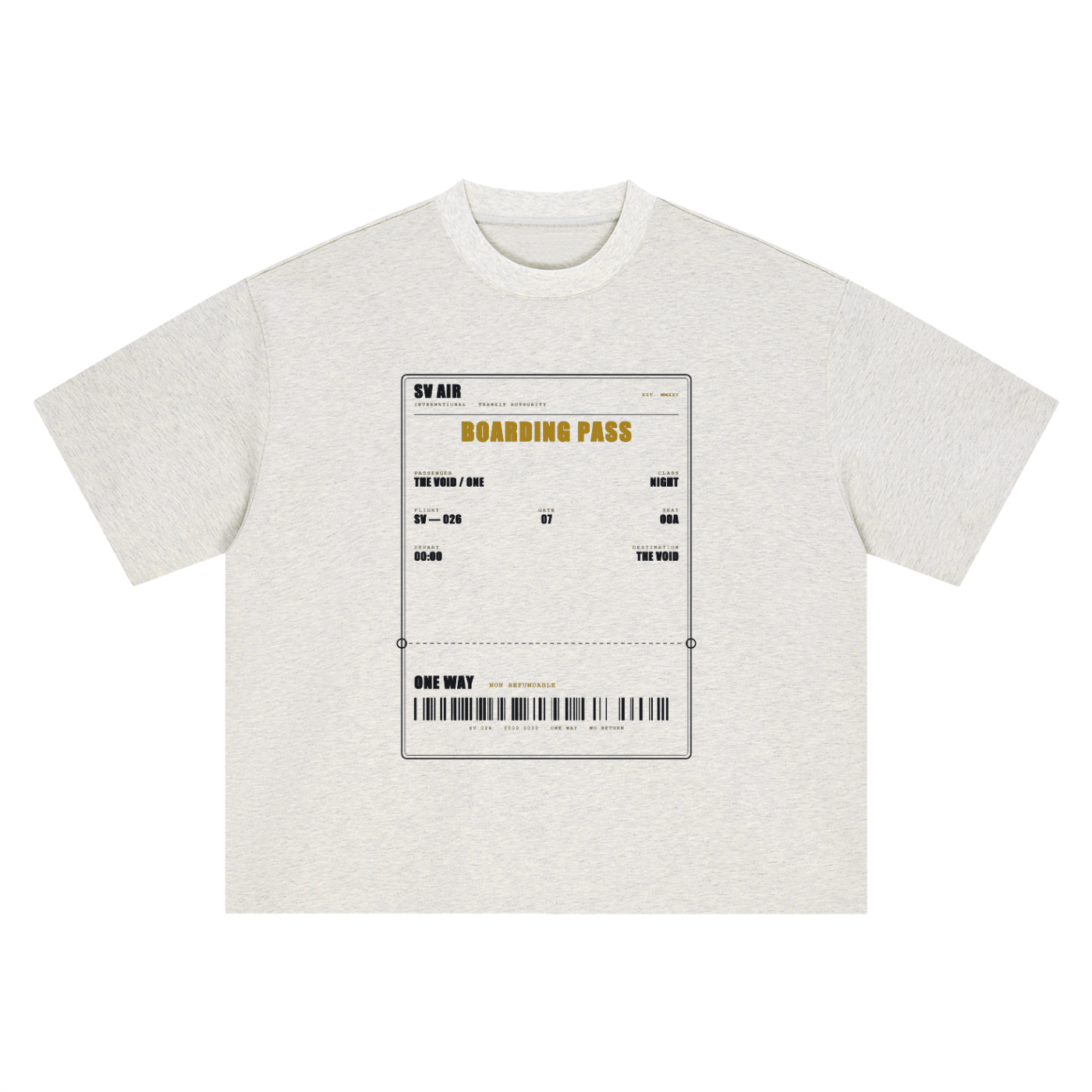 Boarding Pass — Boxy Oversized Tee | SV Air Ticket-Stub Graphic Streetwear T-Shirt (400 GMS)