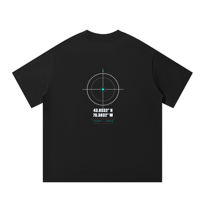 Coordinates — Oversized Cotton Tee | Toronto Locator Crosshair Graphic Streetwear T-Shirt (300 GMS)