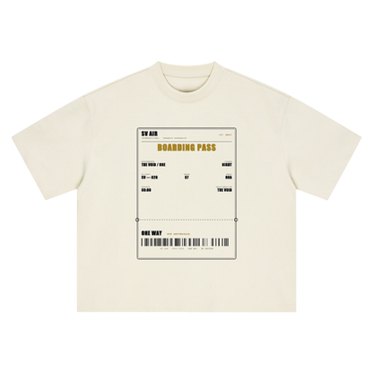 Boarding Pass — Boxy Oversized Tee | SV Air Ticket-Stub Graphic Streetwear T-Shirt (400 GMS)