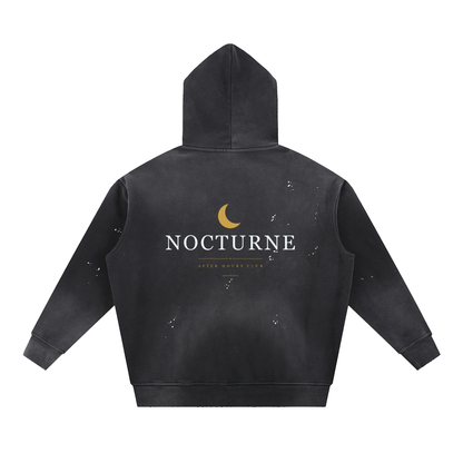 STEELVORA Nocturne — Vintage Washed Frayed Fleece Hoodie | Elegant Moonlit After-Hours Streetwear Hoodie