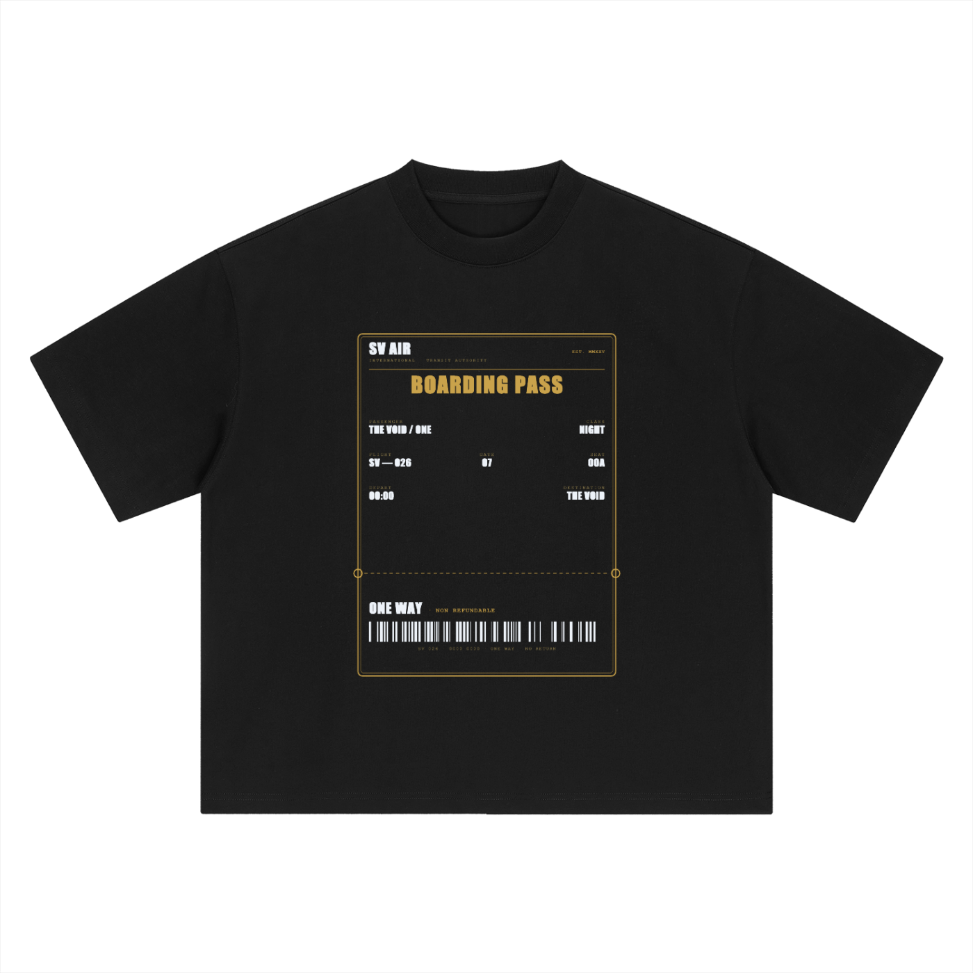 Boarding Pass — Boxy Oversized Tee | SV Air Ticket-Stub Graphic Streetwear T-Shirt (400 GMS)
