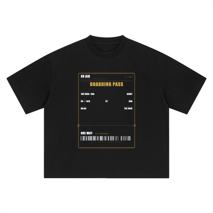 Boarding Pass — Boxy Oversized Tee | SV Air Ticket-Stub Graphic Streetwear T-Shirt (400 GMS)