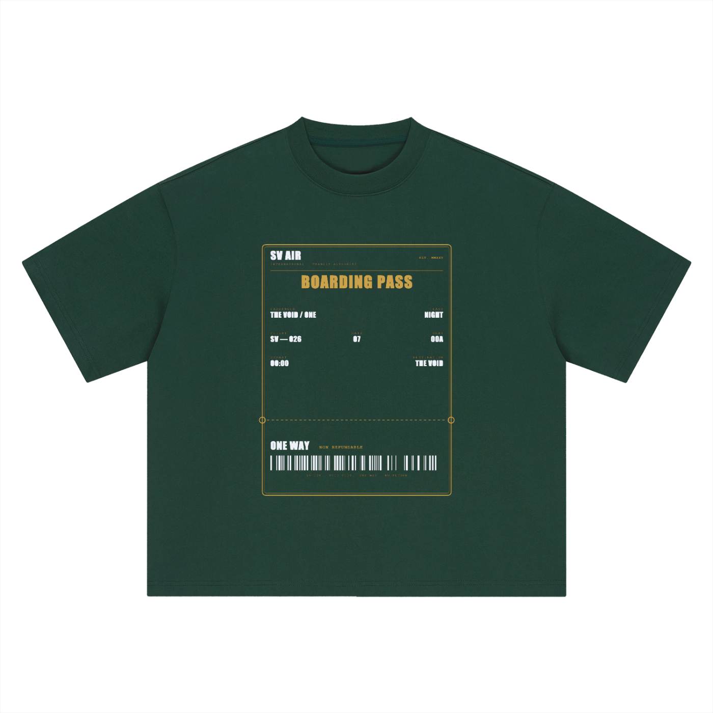 Boarding Pass — Boxy Oversized Tee | SV Air Ticket-Stub Graphic Streetwear T-Shirt (400 GMS)