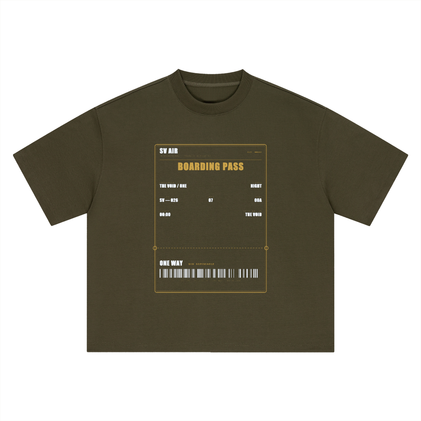 Boarding Pass — Boxy Oversized Tee | SV Air Ticket-Stub Graphic Streetwear T-Shirt (400 GMS)