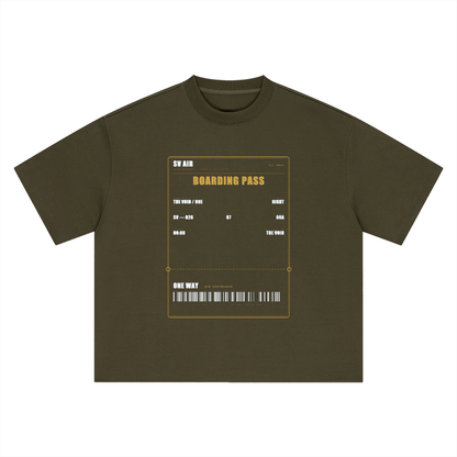 Boarding Pass — Boxy Oversized Tee | SV Air Ticket-Stub Graphic Streetwear T-Shirt (400 GMS)