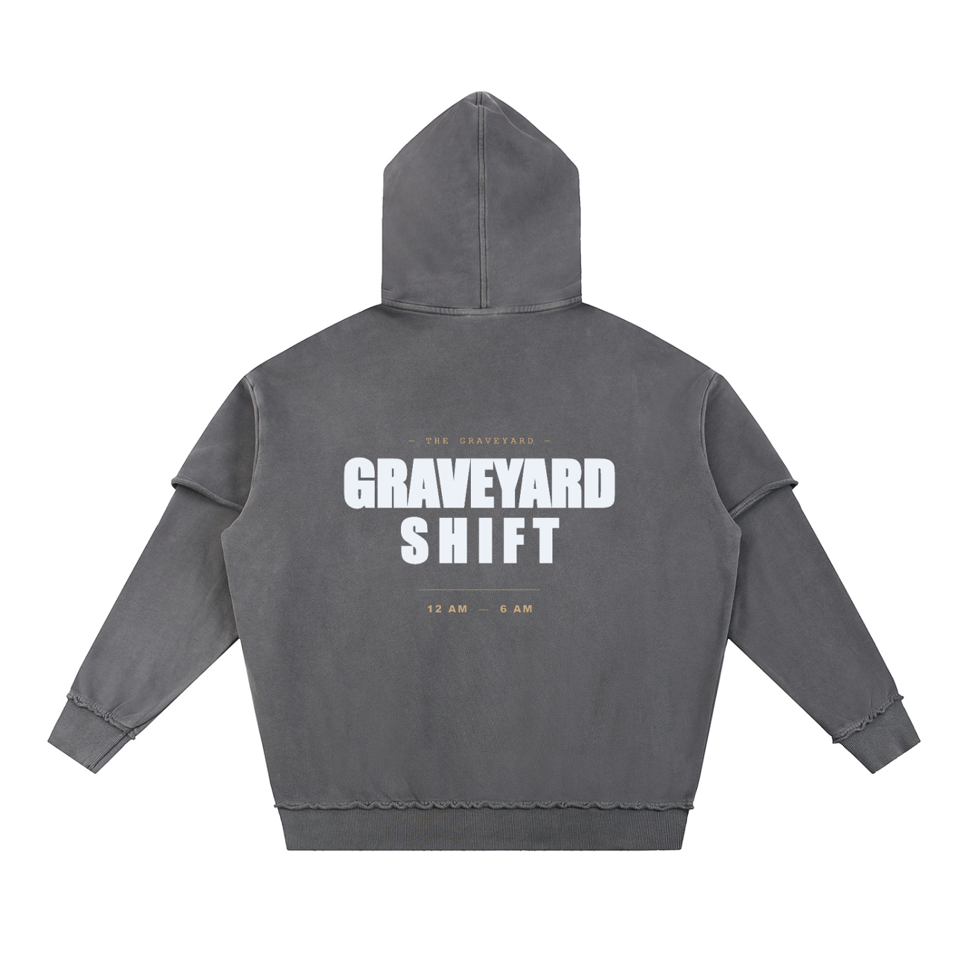 Graveyard Shift —  Snow Washed Raw Edge Double Layered Hoodie