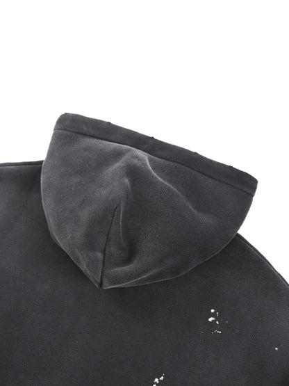 STEELVORA Nocturne — Vintage Washed Frayed Fleece Hoodie | Elegant Moonlit After-Hours Streetwear Hoodie