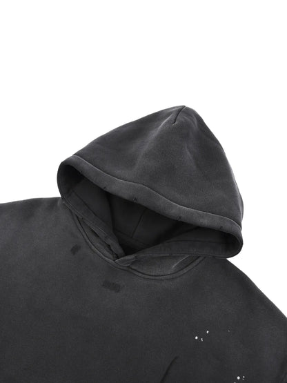 STEELVORA Nocturne — Vintage Washed Frayed Fleece Hoodie | Elegant Moonlit After-Hours Streetwear Hoodie