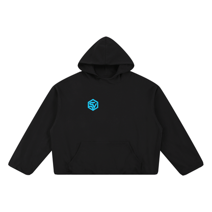 Orbital — Boxy Gather-Hem Hoodie | Wireframe Globe Techwear Streetwear Hoodie