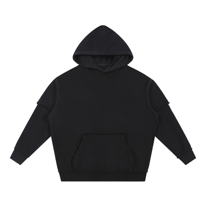 Graveyard Shift —  Snow Washed Raw Edge Double Layered Hoodie