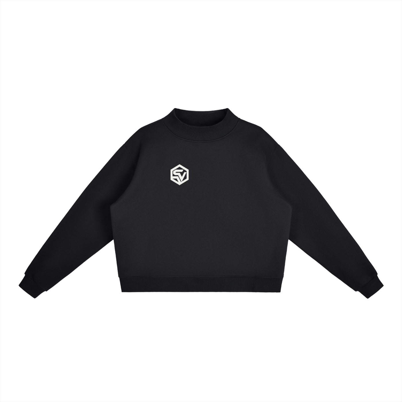 STEELVORA Crest — Essential Fleece Mock-Neck Crew Sweatshirt | Premium Embroidered-Look Seal Streetwear