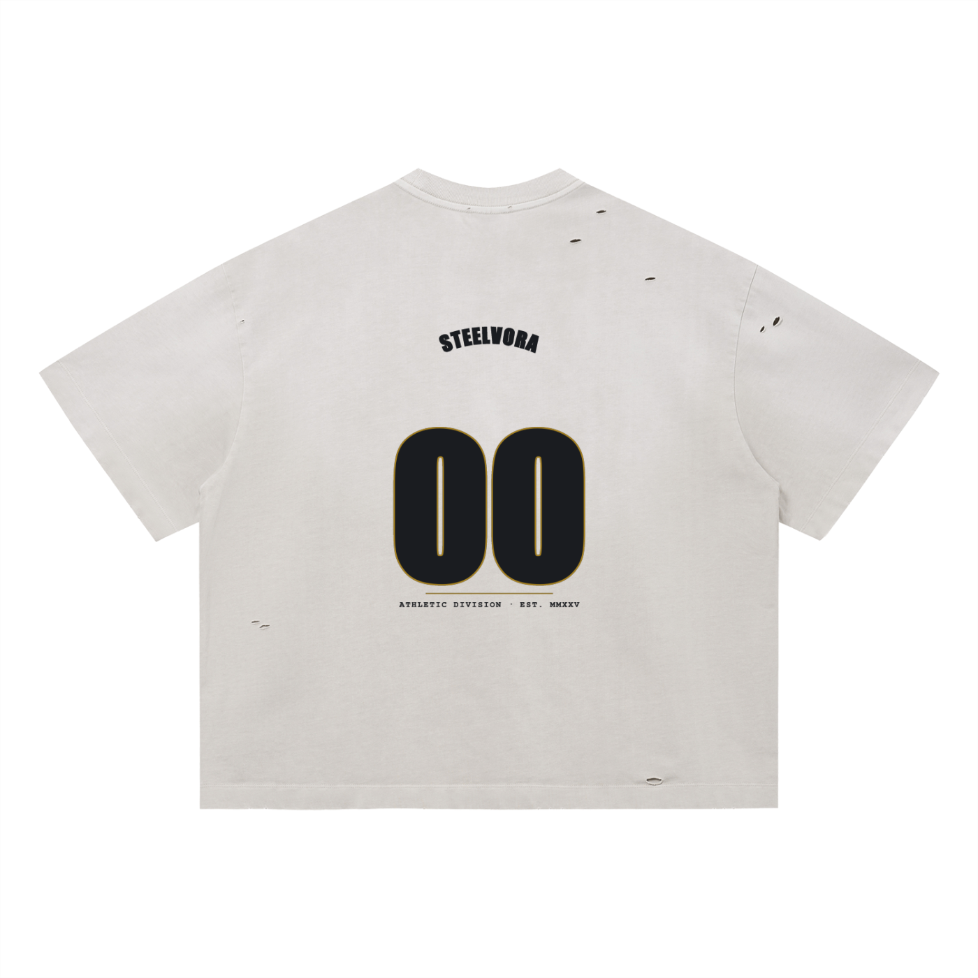 00 — Vintage Washed Distressed Boxy Tee | Varsity Jersey Number Streetwear T-Shirt (305 GMS)
