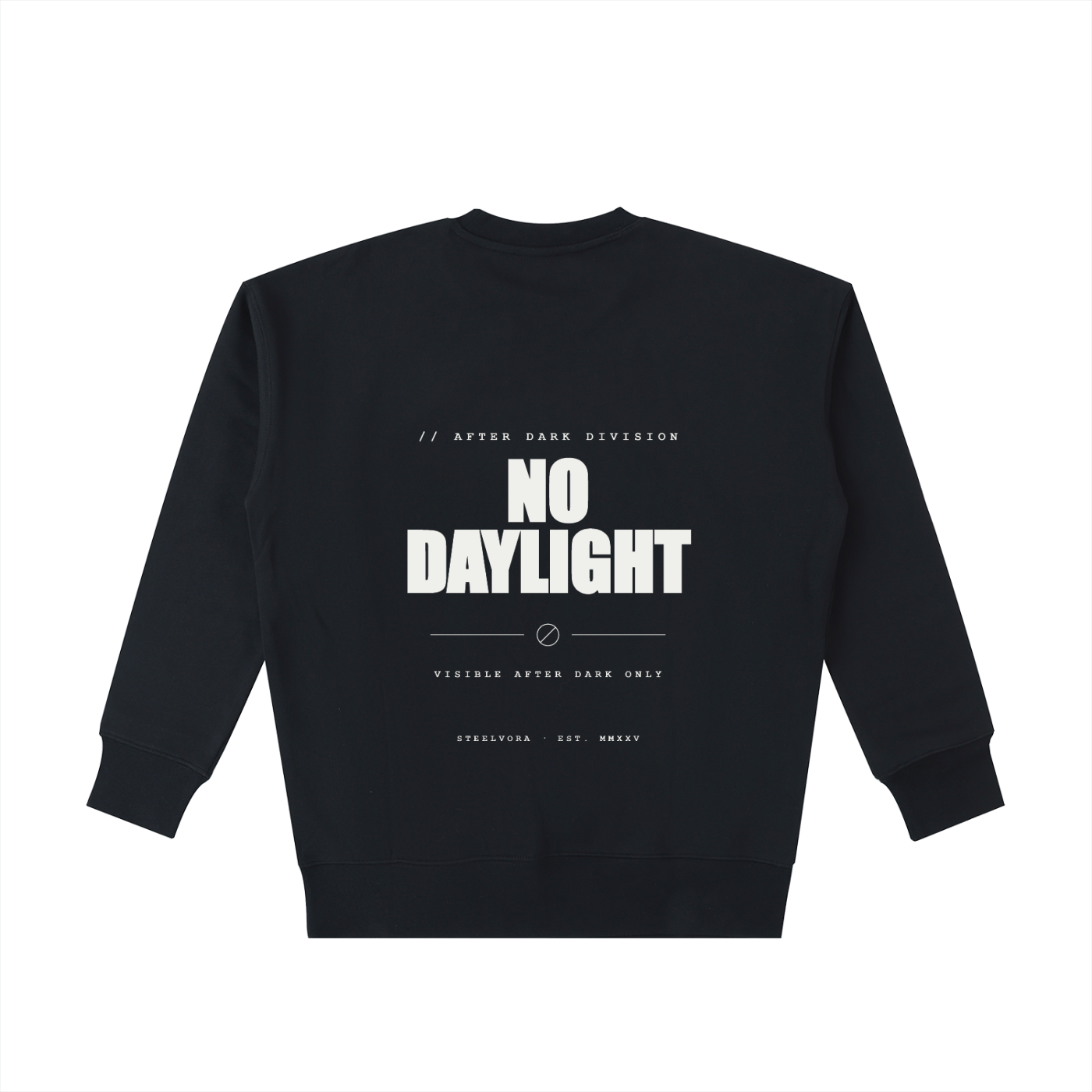 STEELVORA No Daylight — Essential Heavyweight Cotton Sweatshirt | Minimal Late-Night Streetwear Crewneck
