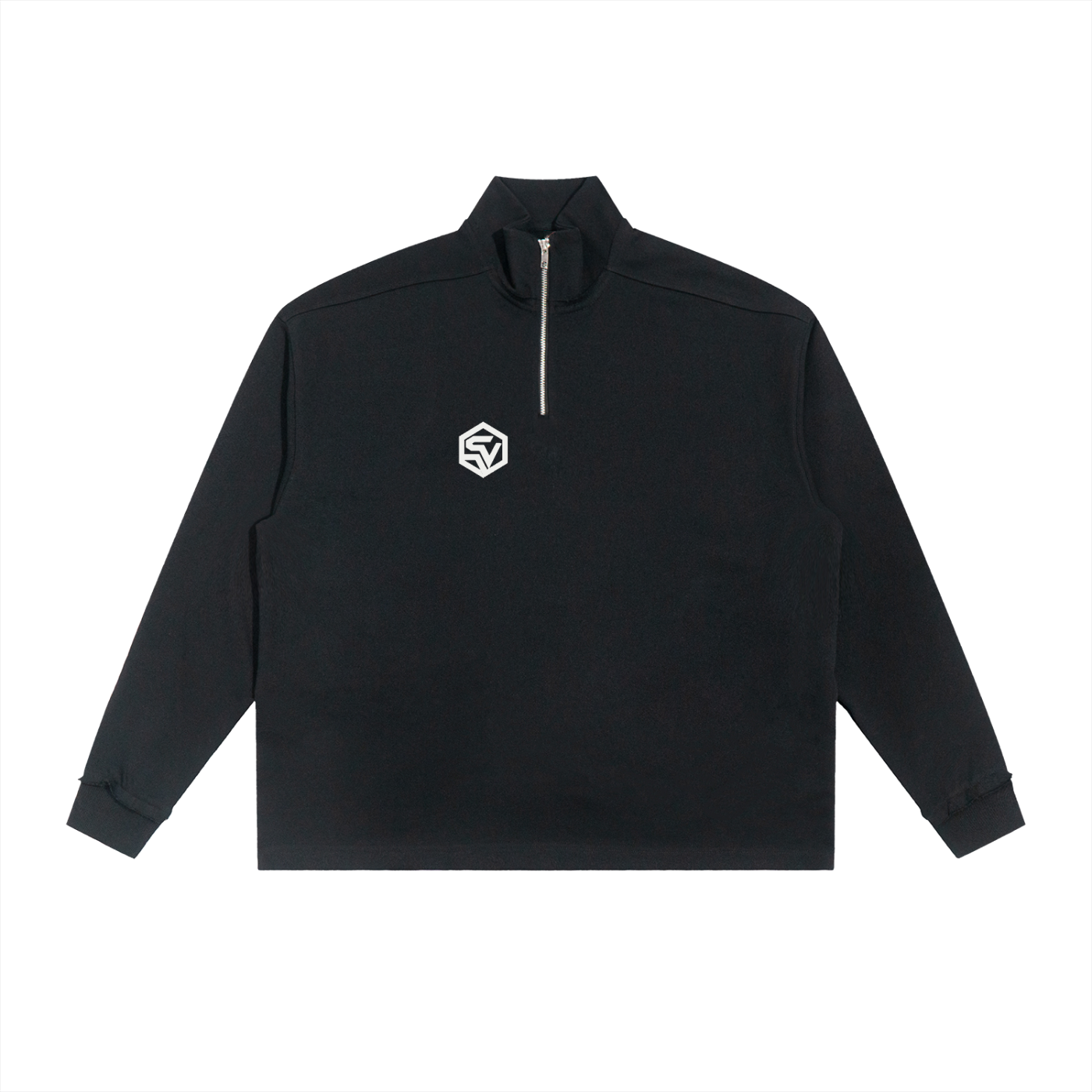 STEELVORA Lights Out — Half-Zip Rolled Edge Fleece Sweatshirt | Minimal Late-Night Streetwear Half-Zip