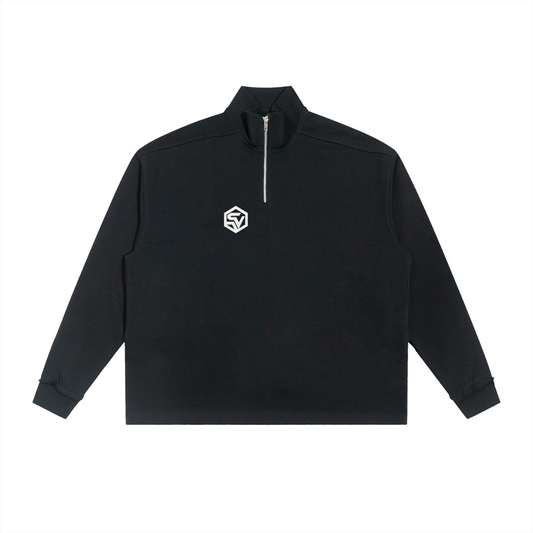 STEELVORA Lights Out — Half-Zip Rolled Edge Fleece Sweatshirt | Minimal Late-Night Streetwear Half-Zip