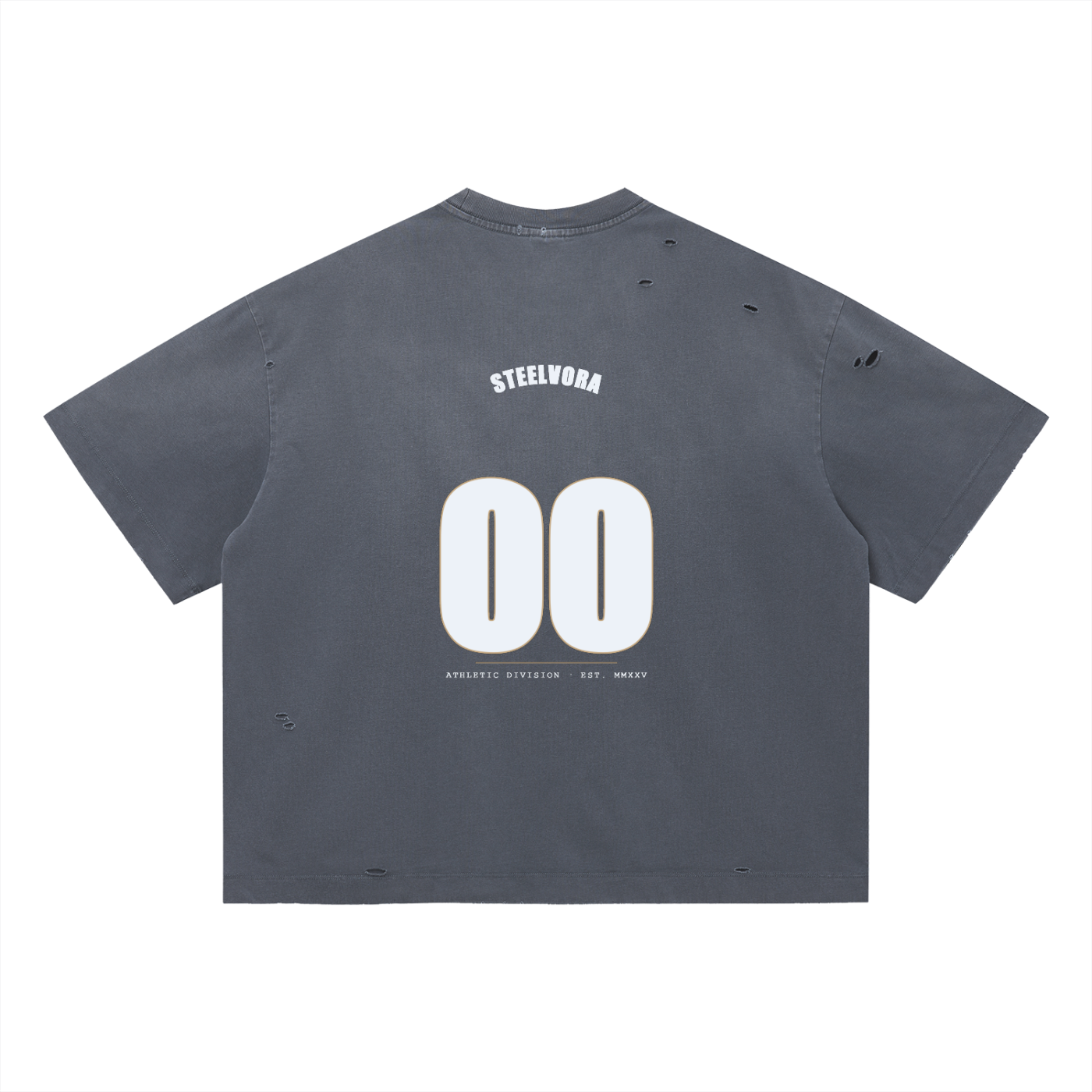 00 — Vintage Washed Distressed Boxy Tee | Varsity Jersey Number Streetwear T-Shirt (305 GMS)